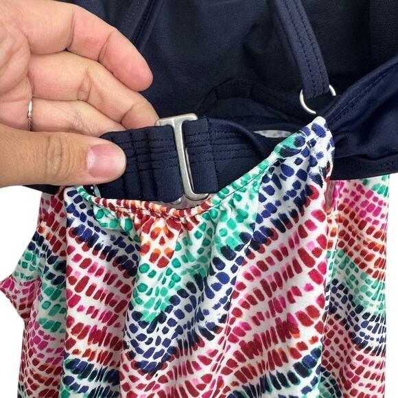 Athleta Moxie Tankini Swim Top Women’s 34 B/C Multicolor Pink Blue Blouson - Picture 4 of 7